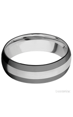 7 mm wide/Domed/Cobalt Chrome band with two 2 mm Double Off Center Edge inlays of Zirconium.