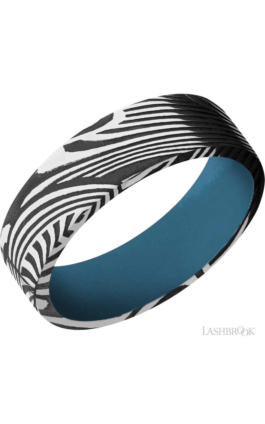 7 mm wide Flat Sunset band featuring a Royal Blue sleeve.