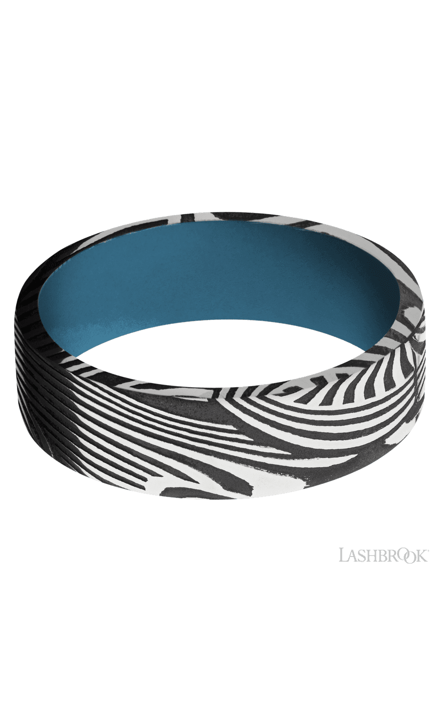 7 mm wide Flat Sunset band featuring a Royal Blue sleeve.