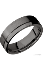 7 mm wide Flat with Off Center Accent Groove Tantalum Noir band.