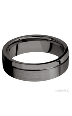 7 mm wide Flat with Off Center Accent Groove Tantalum Noir band.