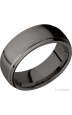 8 mm wide Domed Stepped Down Edges Tantalum Noir band.