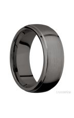 8 mm wide Domed Stepped Down Edges Tantalum Noir band.
