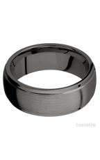 8 mm wide Domed Stepped Down Edges Tantalum Noir band.