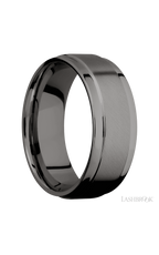 8 mm wide Flat Wide Grooved Edges Tantalum Noir band.