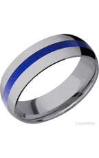 7 mm wide/Domed/Tantalum band with one 2 mm Centered inlay of Lapis.