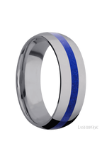 7 mm wide/Domed/Tantalum band with one 2 mm Centered inlay of Lapis.