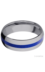 7 mm wide/Domed/Tantalum band with one 2 mm Centered inlay of Lapis.