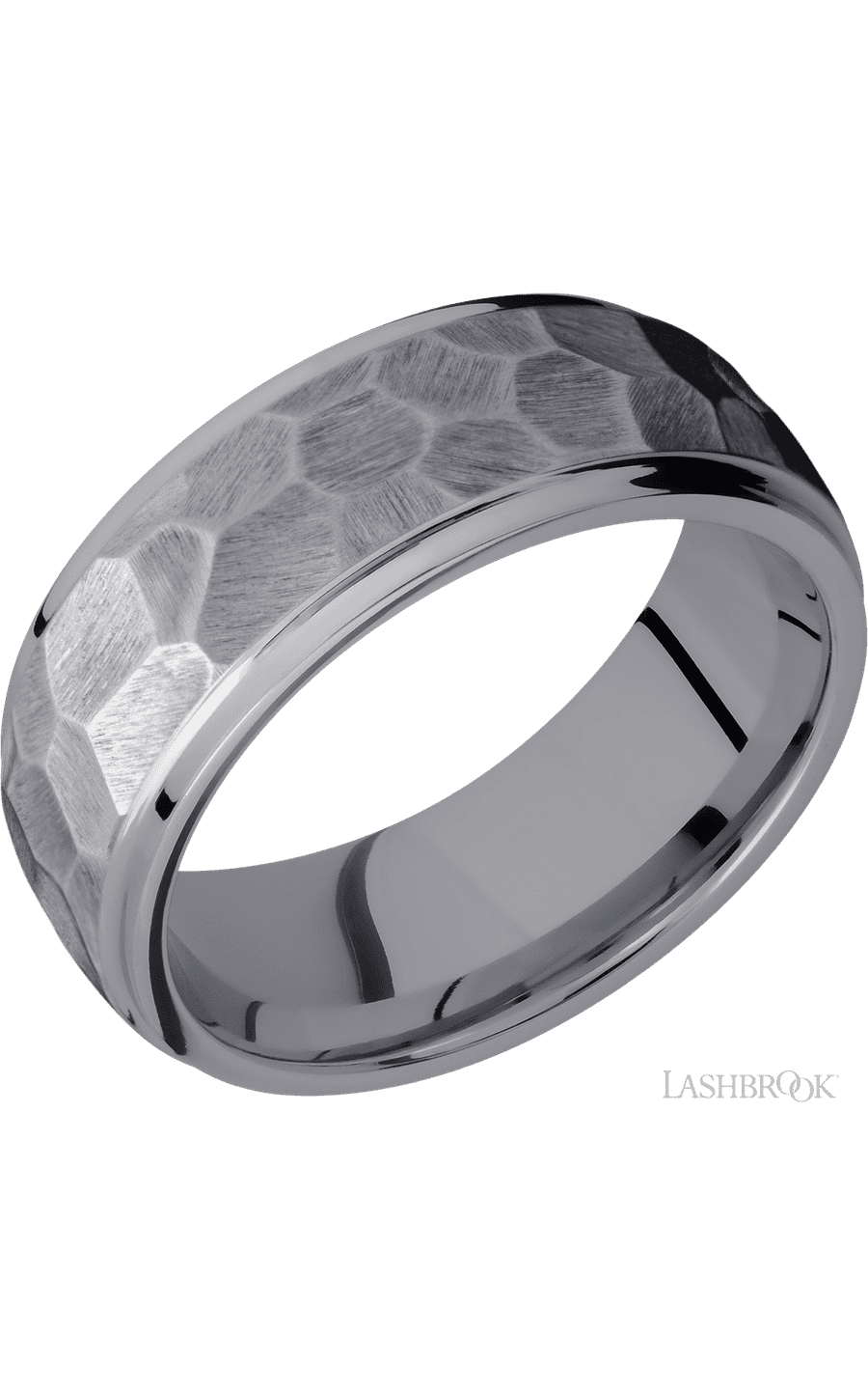 8 mm wide Domed Stepped Down Edges Tantalum band.
