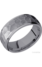 8 mm wide Domed Stepped Down Edges Tantalum band.