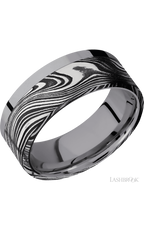 8 mm wide/Flat/Tantalum band with one 6 mm Off Center Edge inlay of Marble.