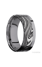 8 mm wide/Flat/Tantalum band with one 6 mm Off Center Edge inlay of Marble.