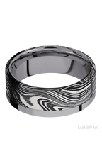 8 mm wide/Flat/Tantalum band with one 6 mm Off Center Edge inlay of Marble.