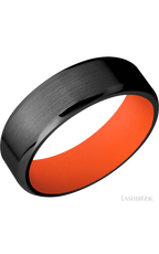 7 mm wide Beveled Zirconium band featuring a Hunter Orange sleeve.