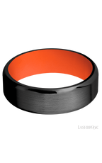 7 mm wide Beveled Zirconium band featuring a Hunter Orange sleeve.