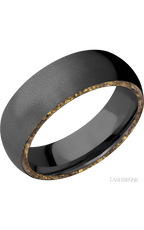 7 mm wide/Domed/Zirconium band with two 1 mm Side inlays of Alaskan Gold Nugget.