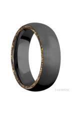 7 mm wide/Domed/Zirconium band with two 1 mm Side inlays of Alaskan Gold Nugget.