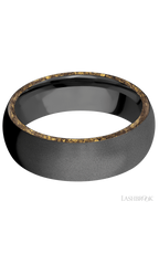 7 mm wide/Domed/Zirconium band with two 1 mm Side inlays of Alaskan Gold Nugget.