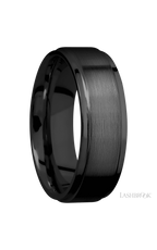 7 mm wide Flat Grooved Edges Zirconium band.