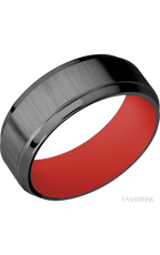 8 mm wide Stepped Bevel Zirconium band featuring a USMC Red sleeve.