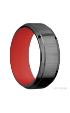 8 mm wide Stepped Bevel Zirconium band featuring a USMC Red sleeve.
