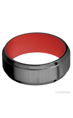 8 mm wide Stepped Bevel Zirconium band featuring a USMC Red sleeve.