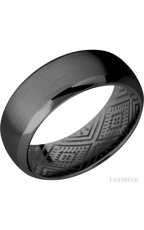 8 mm wide Domed Bevel Zirconium band.