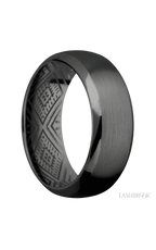 8 mm wide Domed Bevel Zirconium band.