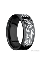 8 mm wide/Flat/Zirconium band with one 6 mm Centered inlay of Kinetic.
