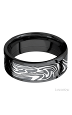 8 mm wide/Flat/Zirconium band with one 6 mm Centered inlay of Kinetic.