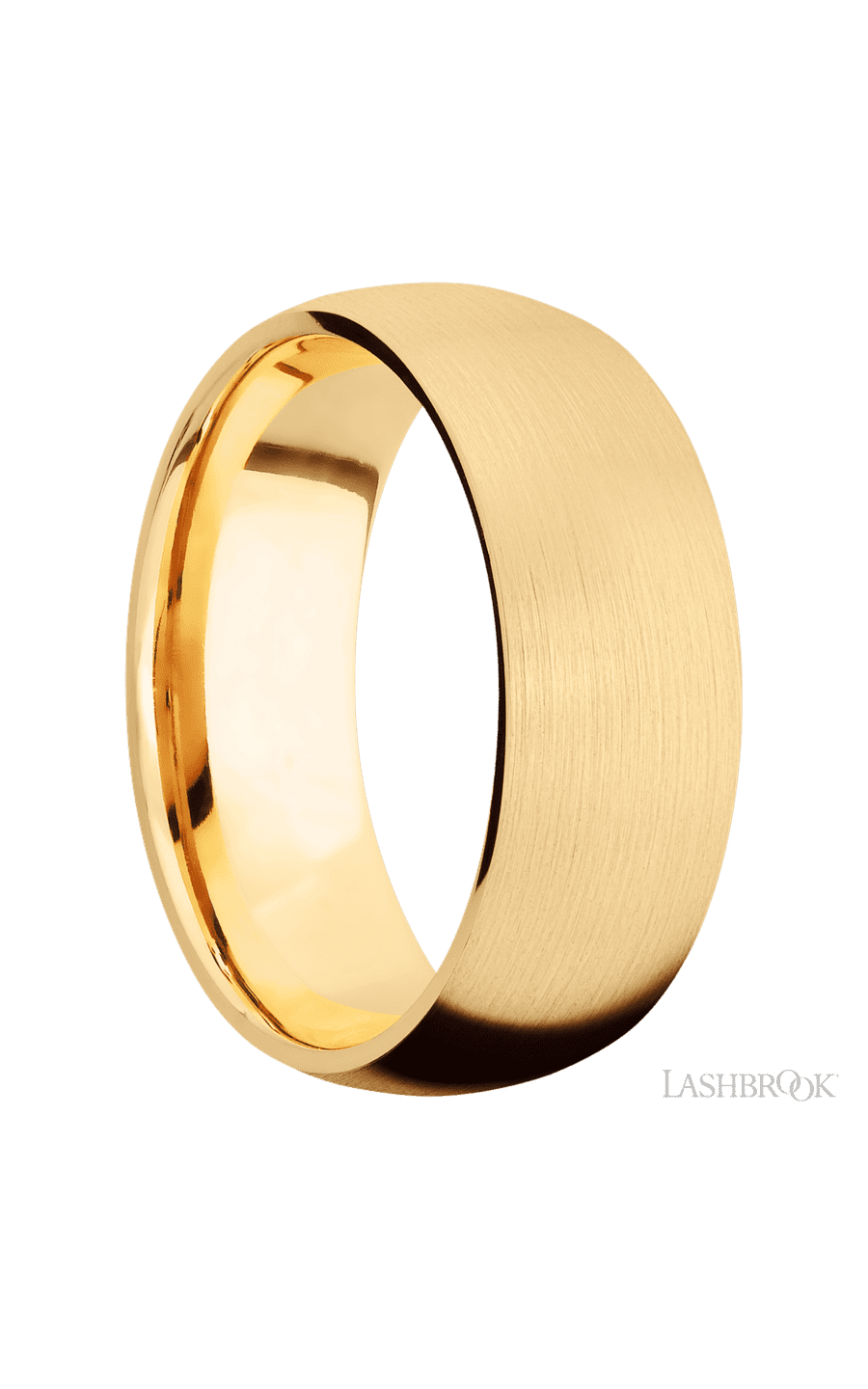 8 mm wide Domed 14K Yellow Gold band.