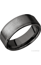 8 mm wide Flat Grooved Edges Tantalum Noir band.