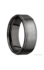 8 mm wide Flat Grooved Edges Tantalum Noir band.