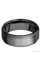 8 mm wide Flat Grooved Edges Tantalum Noir band.