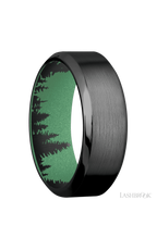 8 mm wide High Bevel Zirconium band featuring a Squatch sleeve.