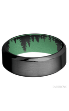 8 mm wide High Bevel Zirconium band featuring a Squatch sleeve.