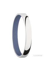 3 mm wide Domed 10K White Gold band featuring a Crushed Orchid sleeve.