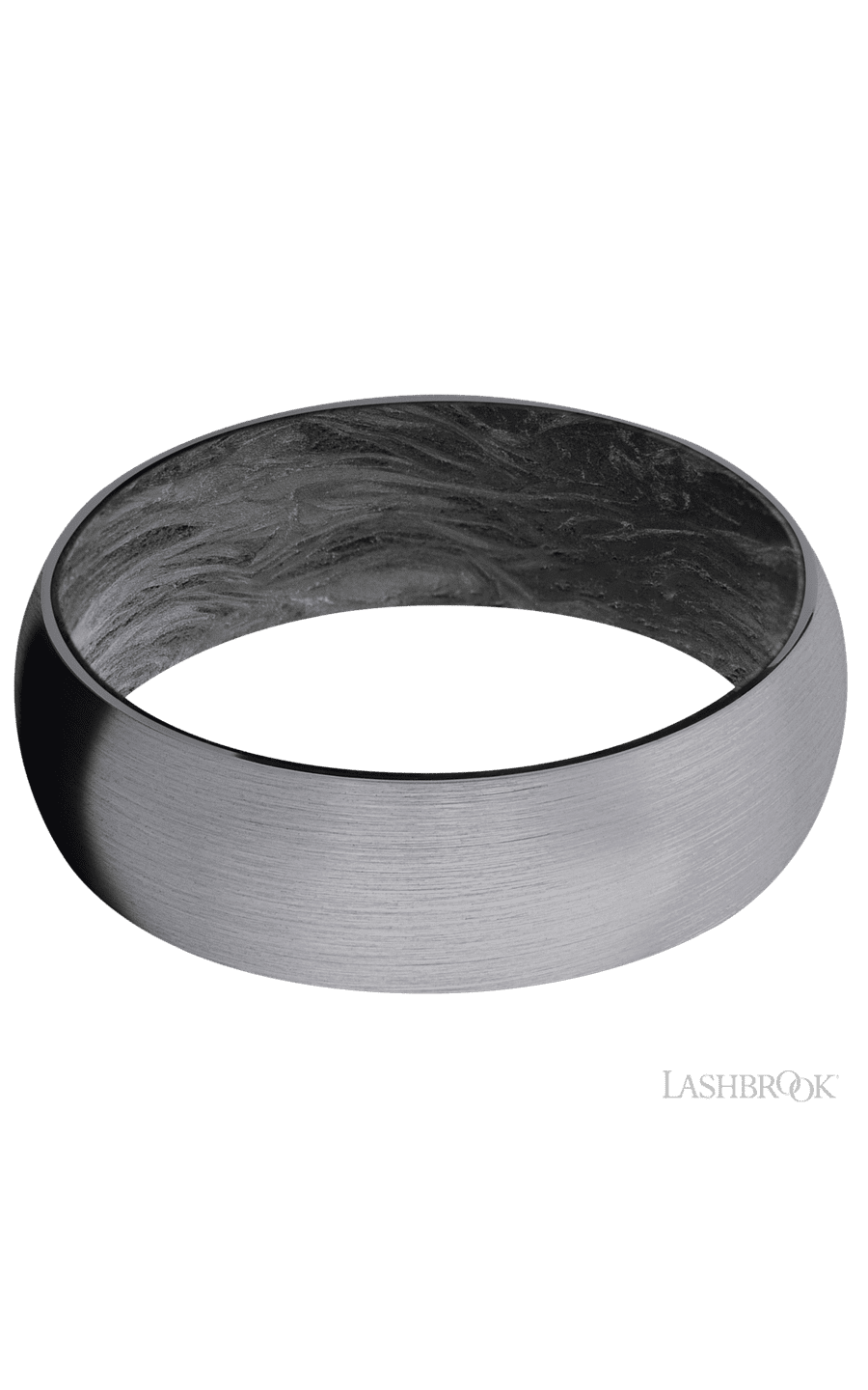 7 mm wide Domed Tantalum band featuring a Forged Carbon Fiber sleeve.