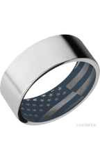 8 mm wide Flat Cobalt Chrome band featuring a Navy Blue sleeve.
