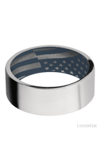 8 mm wide Flat Cobalt Chrome band featuring a Navy Blue sleeve.