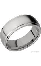 8 mm wide Domed Stepped Down Edges Titanium band.