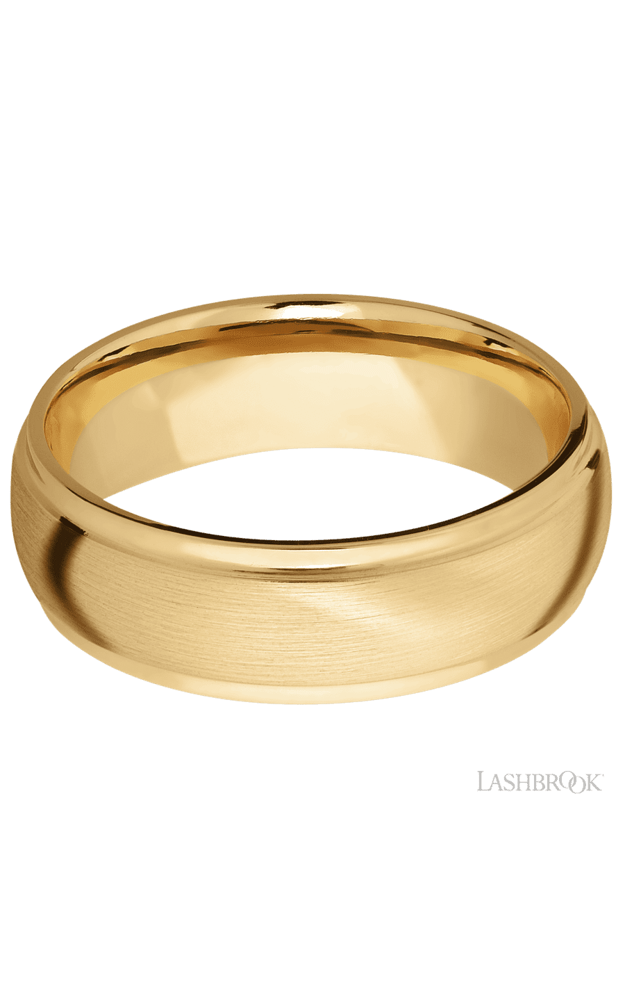 7 mm wide Domed Stepped Down Edges 10K Yellow Gold band.