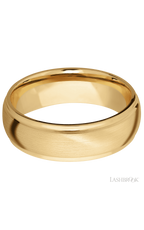 7 mm wide Domed Stepped Down Edges 10K Yellow Gold band.