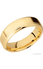 7 mm wide High Bevel Milgrain 14K Yellow Gold band.