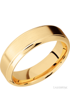 7 mm wide High Bevel Milgrain 14K Yellow Gold band.