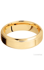 7 mm wide High Bevel Milgrain 14K Yellow Gold band.