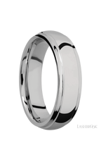 6 mm wide Domed Stepped Down Edges Titanium band.