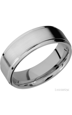 7 mm wide Flat Grooved Edges Titanium band.