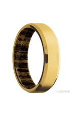 6 mm wide Beveled 18K Yellow Gold band featuring a Bocote sleeve.