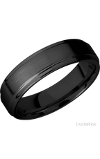 6 mm wide Flat Grooved Edges Zirconium band.